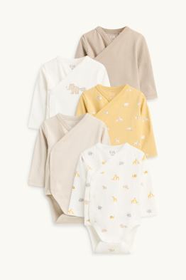 Pack de 5 - animales silvestres - bodies cruzados para bebé