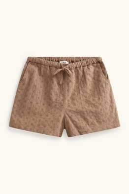 Šortky - mid waist - anglická krajka