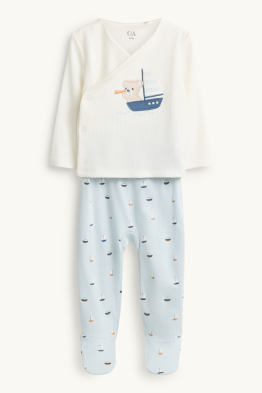 Ursuleț de pluș și barcă cu pânze - compleu nou-născuți - 2 piese