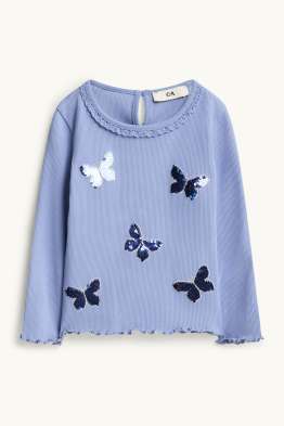 Mariposas - camiseta de manga larga - de canalé - brillos