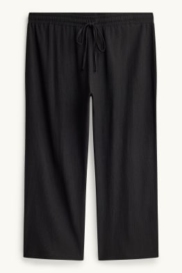 Jersey-Hose - Mid Waist - Wide Leg - strukturiert