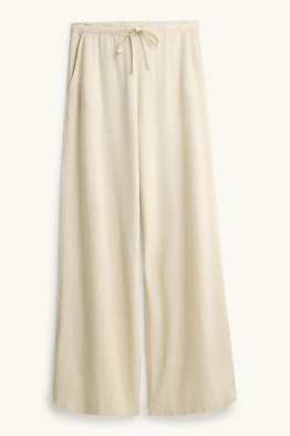 Stoffhose mit Leinen-Anteil - High Waist - Wide Leg