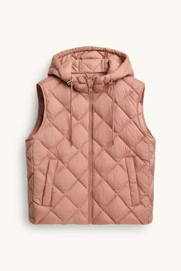 Quilted gilet with hood - water-repellent