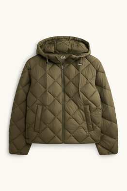 Quilted jacket with hood - water-repellent