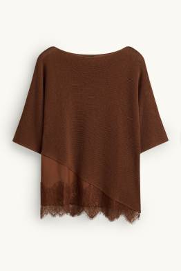 Pull en maille - manches courtes - finition côtelée