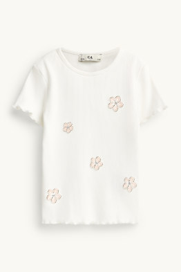 Květiny - tričko s krátkým rukávem - žebrované