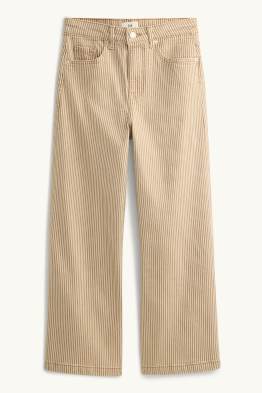 Crop Wide Leg Jeans - High Waist - gestreift