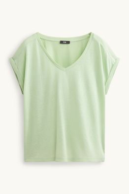 T-Shirt mit V-Ausschnitt - Relaxed Fit