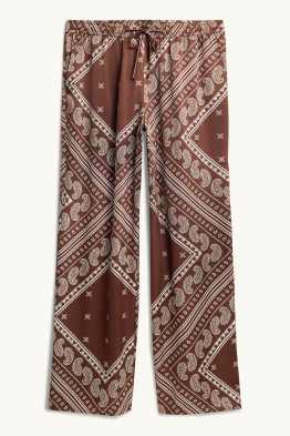 Pantalons de tela - mid waist - wide leg - amb motiu