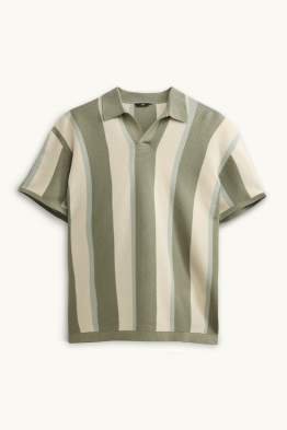 Strick-Poloshirt - Regular Fit - gestreift - strukturiert
