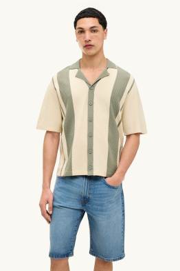 Poloshirt - Relaxed Fit - gestreift - strukturiert