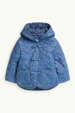 Herz - Baby-Jeans-Steppjacke mit Kapuze