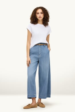 Crop Wide Leg Jeans - high waist