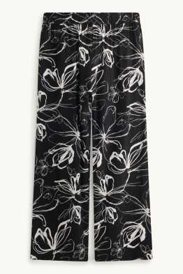 Korte pantalon - high waist - palazzo - gebloemd