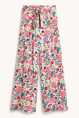 Fleurs - pantalon de toile - effet brillant