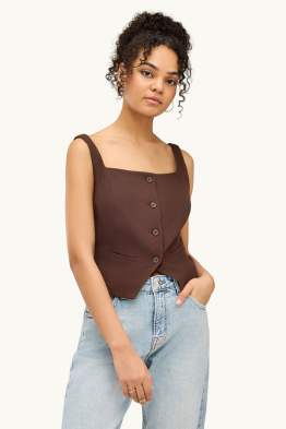 Gilet met linnengehalte - getailleerd