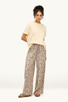 Pantalon - high waist - wide leg - luipaardvelprint