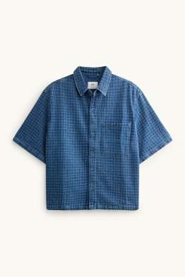Denim shirt - relaxed fit - kent collar - check