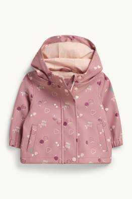 Herzchen und Kirsche - Baby-Regenjacke mit Kapuze