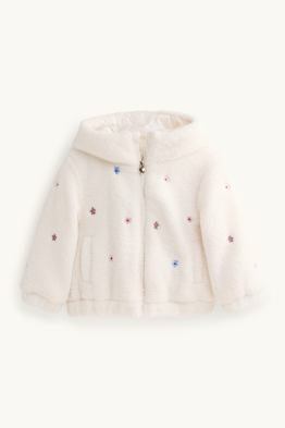 Fiori - giacca effetto peluche con cappuccio