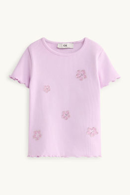 Blümchen - Kurzarmshirt - gerippt