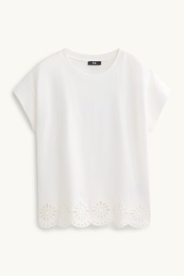 T-Shirt - Regular Fit - Broderie Anglaise