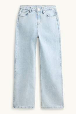 Wide Leg Jeans mit Strasssteinen