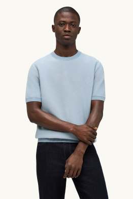 Strickpullover - kurzarm - strukturiert