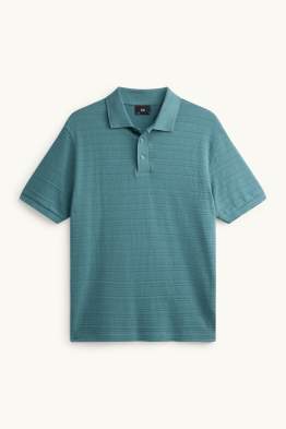 Gebreid poloshirt - regular fit - met structuur - gestreept