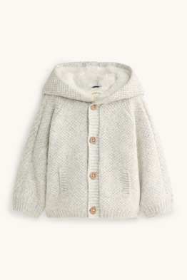 Baby-Strickjacke mit Kapuze - gefüttert