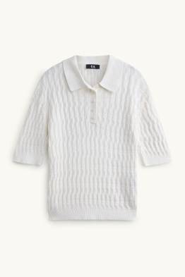 Strickpullover - kurzarm - strukturiert