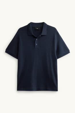 Strick-Poloshirt - Regular Fit - strukturiert - gestreift