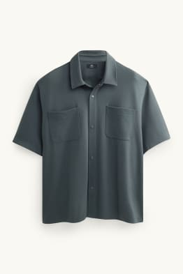 Overhemd - relaxed fit - kent - met structuur