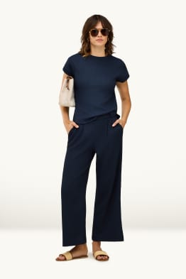 Cloth trousers - mid-rise waist - wide leg