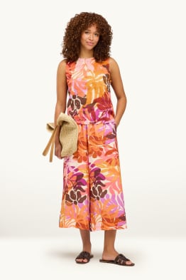 Pantaloni di stoffa - vita alta - palazzo - fantasia