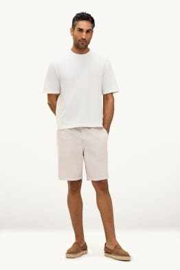 Shorts - Leinen-Mix - gestreift