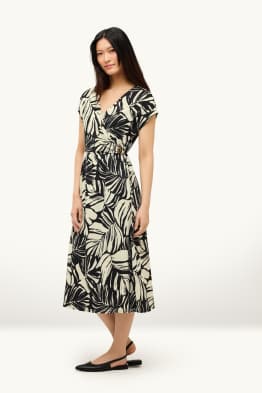 Rochie fit & flare cu decolteu în V - cu model