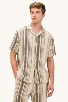 Camisa - regular fit - coll solapa - de ratlles - texturada