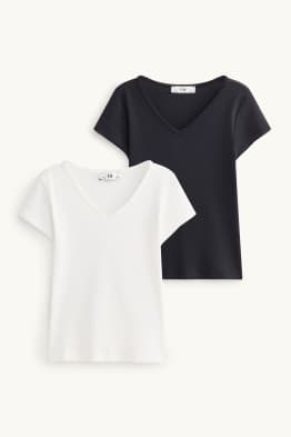 Set van 2 - T-shirt - ribstof