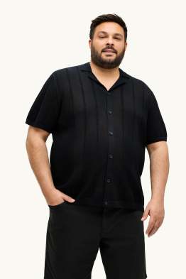 Chemise en maille - regular fit - col à revers - finition texturée