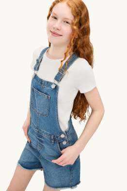 Set - Kurzarmshirt und Jeans-Latzhose - 2 teilig