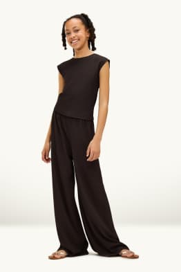 Set - Top und Jersey-Hose - 2 teilig - strukturiert