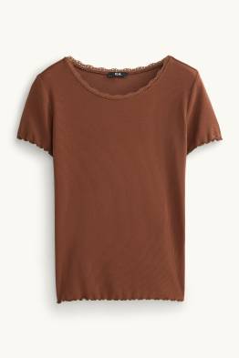 T-shirt - relaxed fit - finition côtelée
