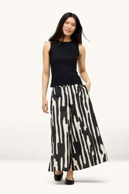 Stoffhose - High Waist - Wide Leg - gemustert