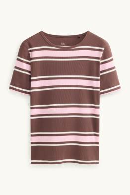 T-shirt - slim fit - ribbed - striped