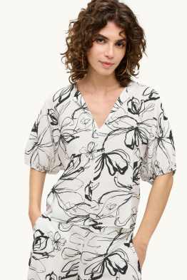 Blouse met V-hals - gebloemd