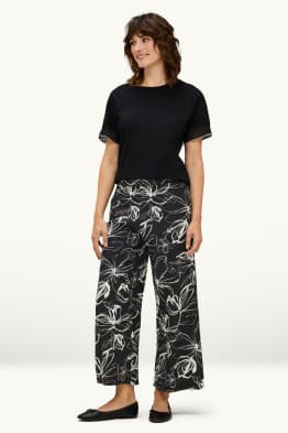 Korte pantalon - high waist - palazzo - gebloemd