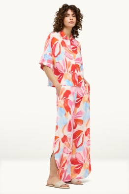 Pantalon - high waist - palazzo - gebloemd