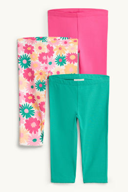 Multipack 3er - Blume - Capri-Leggings
