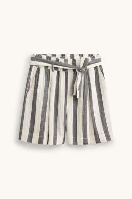 Shorts di mussola - vita alta - a righe